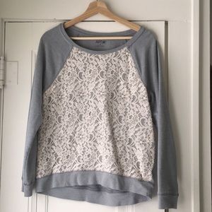 apt 9 grey lace sweatshirt